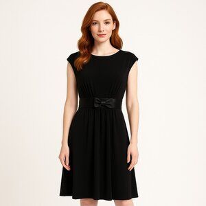 Alain Manoukian Black Satin Bow Dress Size M – Vintage Y2K Parisian Chic
